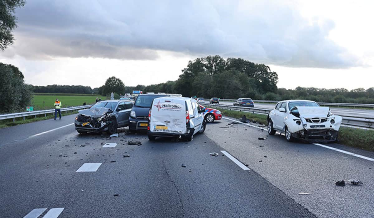 A28 Zwolle Collision: Car Severely Damaged by Truck
